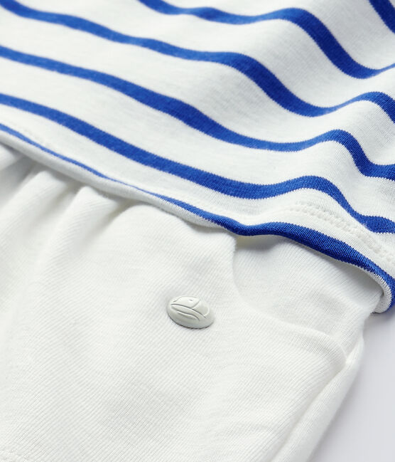 Abito bebé bambina maniche corte bianco MARSHMALLOW/blu PERSE