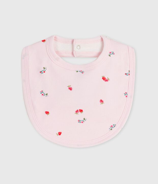 Bavaglino nascita in cotone con stampa rosa/multicolore