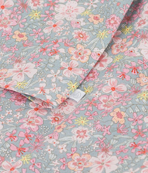 Blusa a maniche corte in cotone con stampa a fiori bambina blu/multicolore