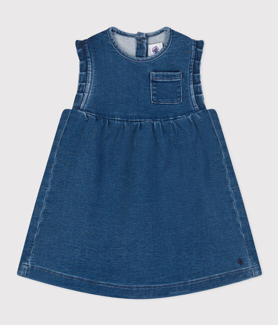 Abito smanicato per bebè in denim eco-sostenibile  blu BLEU DELAVE