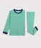 Pigiama millerighe verde bambino a costine verde PRADO/bianco MARSHMALLOW