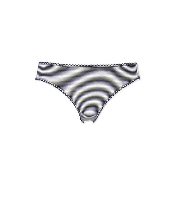 culotte donna in jersey lycra seconda pelle blu ABYSSE/bianco LAIT