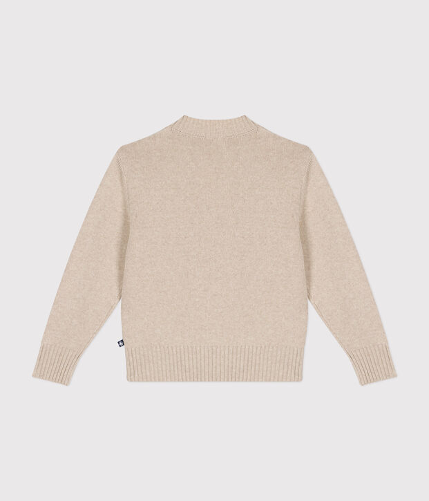 Maglione in misto lana e cotone donna ecru/rosso