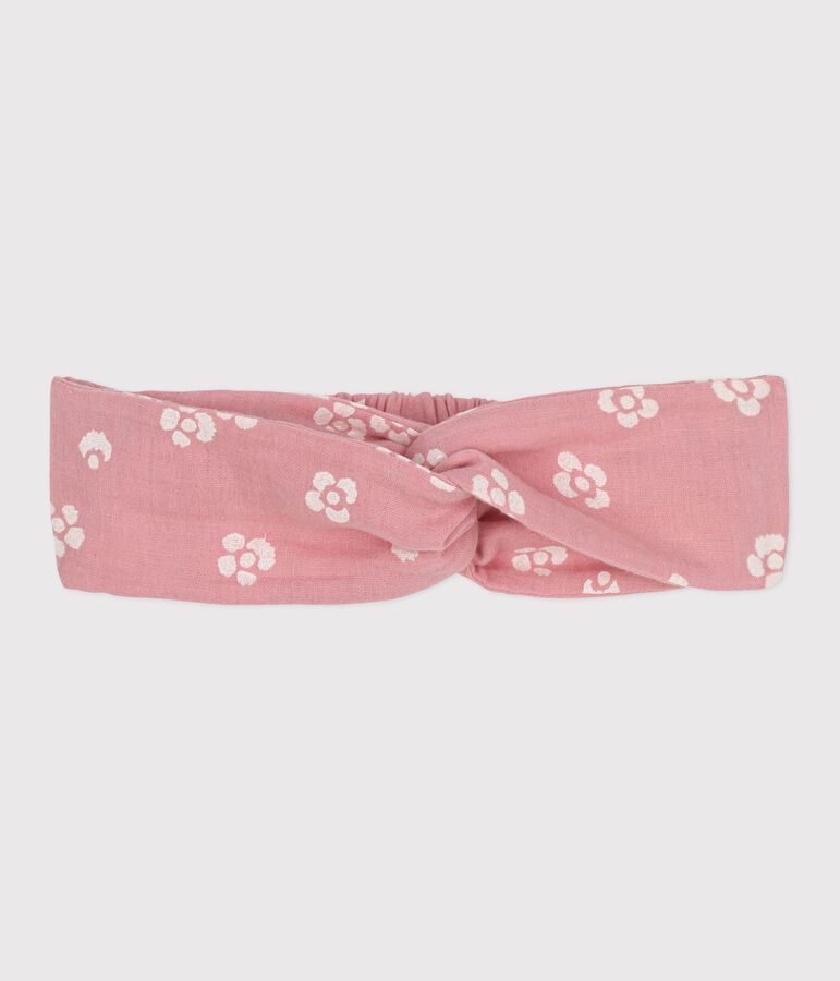 Fascia per bambini in garza di cotone con stampa floreale rosa CHARME/bianco MARSHMALLOW