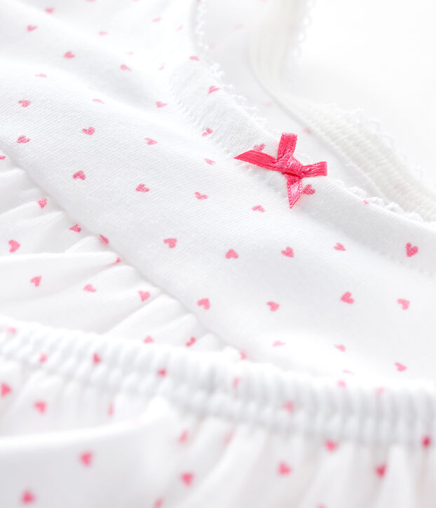 Pigiama corto rosa bambina a costine bianco/rosa