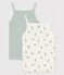 Confezione da 2 canottiere con spalline a fiori bambina in cotone e lino variante 1