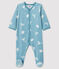 Tutina yeti bebè in ciniglia blu BRUME/ MARSHMALLOW