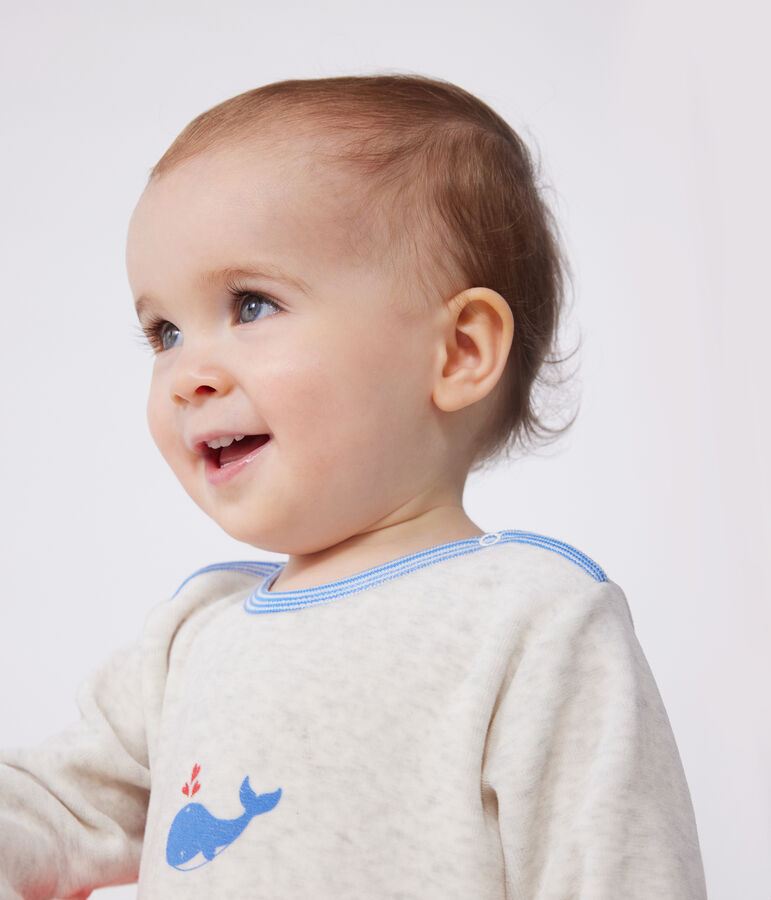 Pigiama in ciniglia con apertura sulla schiena neonato beige