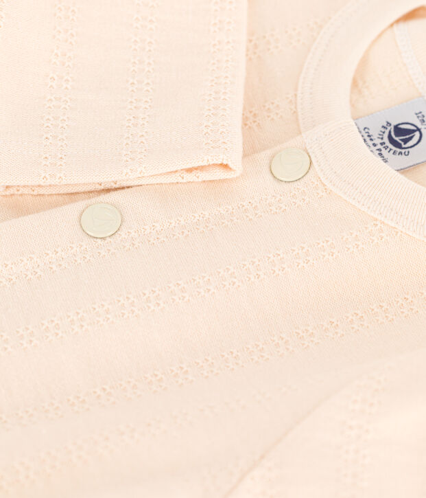 Cardigan b&eacute;b&eacute; in jersey punto fantasia ecru