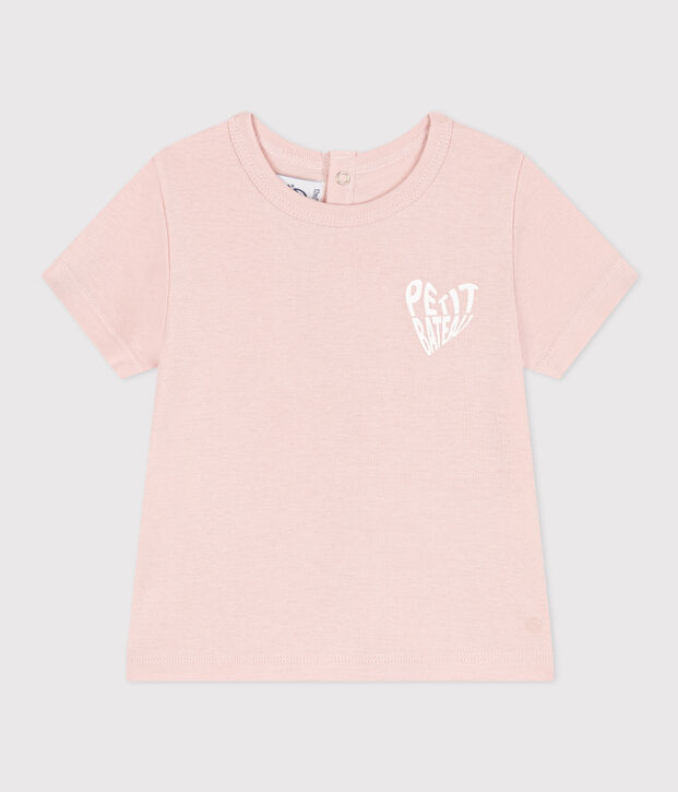 T-shirt a maniche corte in cotone per beb&egrave; rosa