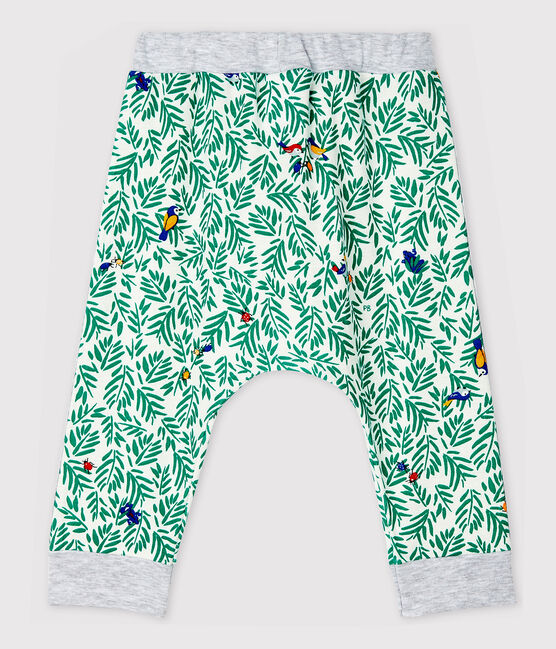 Pantaloni in costina fantasia bebè maschio bianco MARSHMALLOW/bianco MULTICO