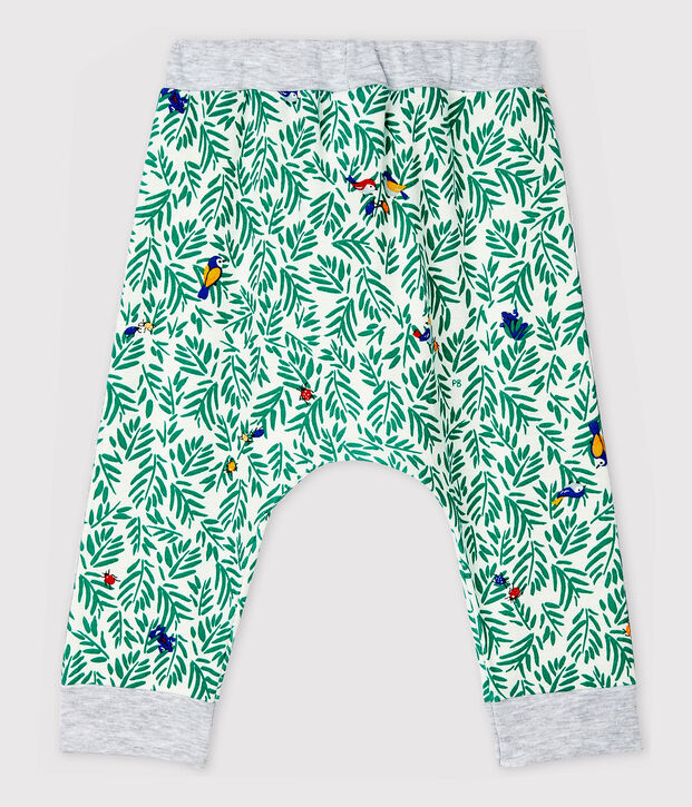 Pantaloni in costina fantasia beb&egrave; maschio bianco/multicolore