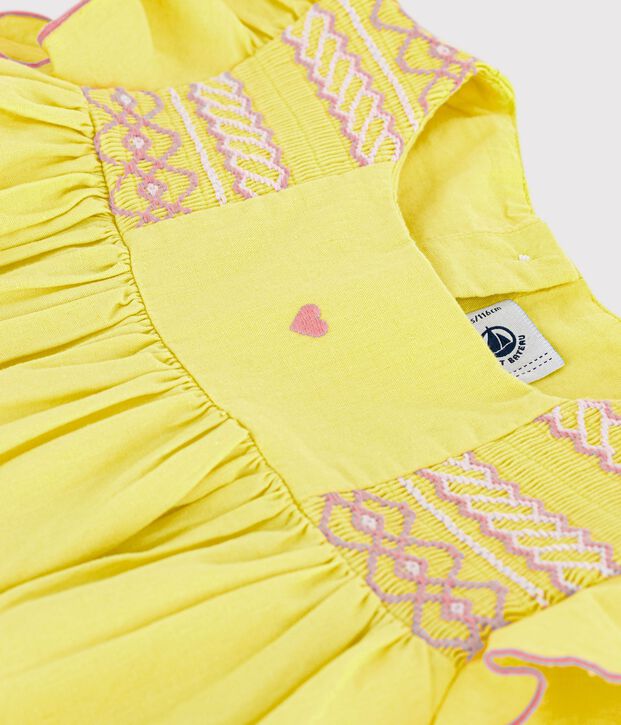 Abito a maniche corte in cotone bambina giallo