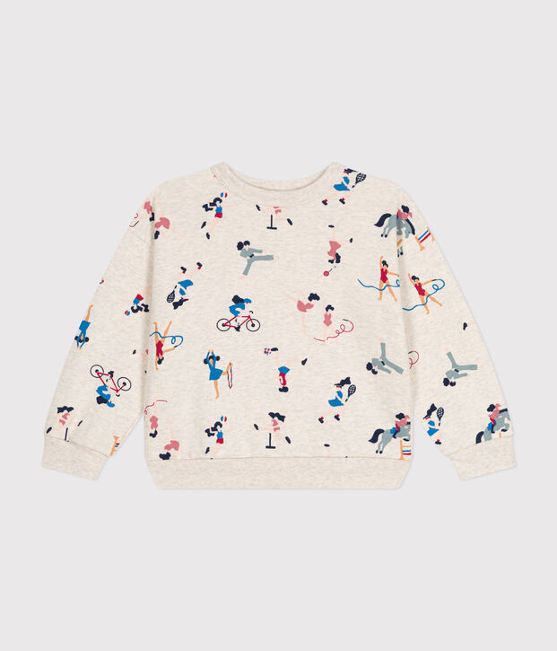 Maglia in tessuto felpato bambina beige/multicolore