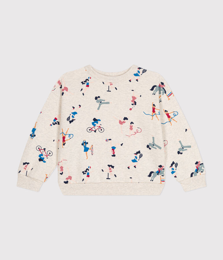 Maglia in tessuto felpato bambina beige/multicolore