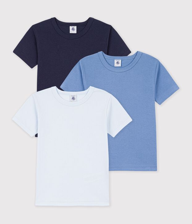 Set di T-shirt a maniche corte in cotone tinta unita bambino multicolore