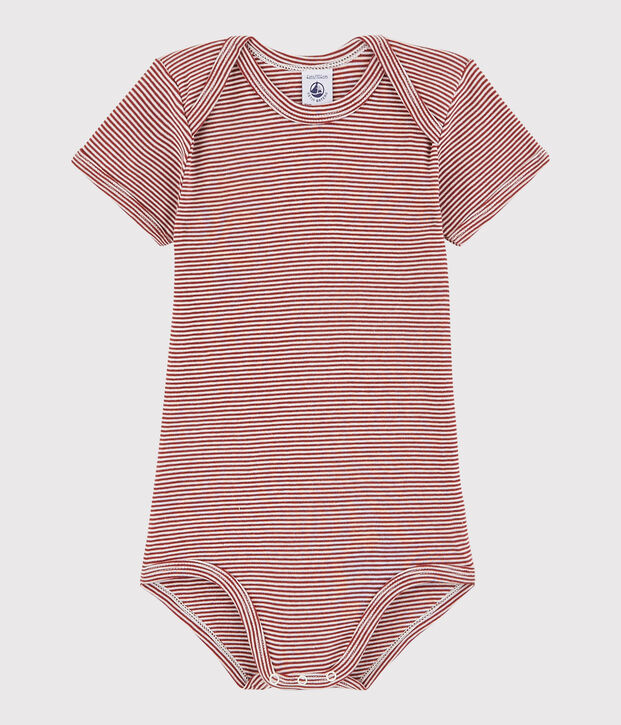 Body a manica corta beb&egrave; unisex rosso/bianco