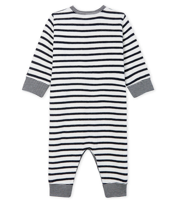 Tutina pigiama senza piedi in tubique da neonato bianco MARSHMALLOW/blu SMOKING CN
