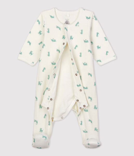 Bodyjama bebè in cotone biologico bianco MARSHMALLOW/ HERBIER
