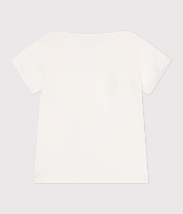 T-shirt a maniche corte in cotone con cuore bambina bianco