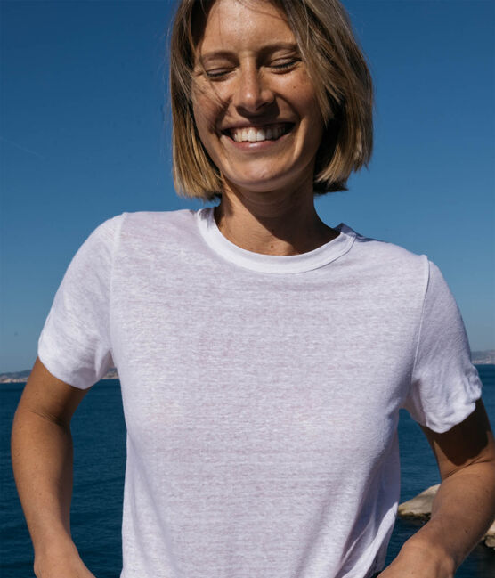 T-shirt L'ICONIQUE in lino Donna bianco ECUME