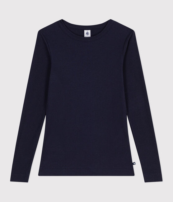 T-shirt L'Iconique a maniche lunghe in misto lana e cotone donna blu SMOKING