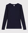 T-shirt L'Iconique a maniche lunghe in misto lana e cotone donna blu SMOKING