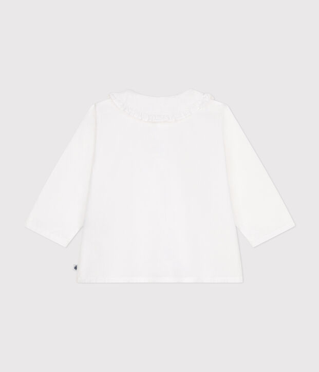 Blusa in piqu&eacute; di cotone neonato bianco