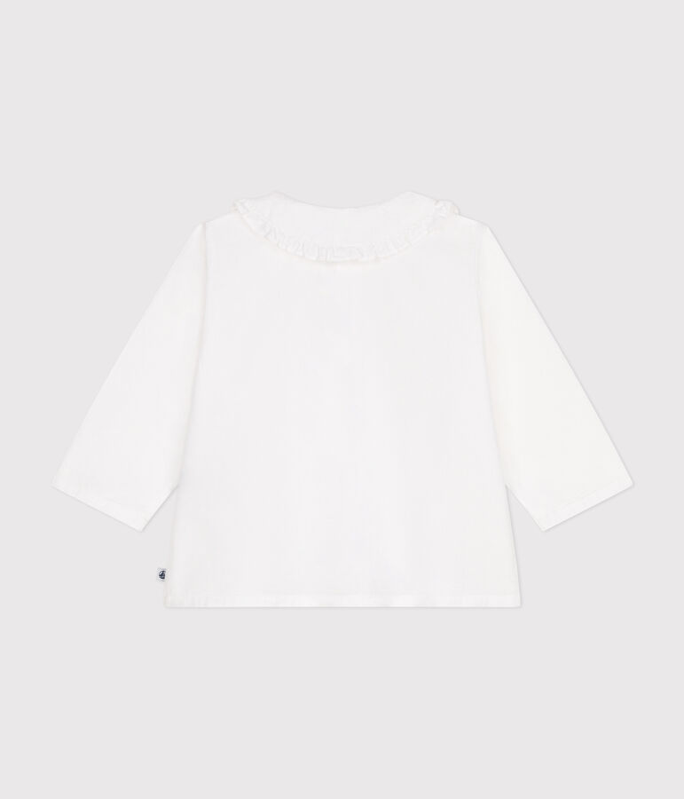 Blusa in piqu&eacute; di cotone neonato bianco