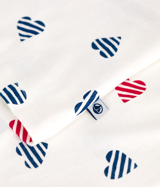 Pigiama da donna in cotone con bottoni e stampa a cuore bianco MARSHMALLOW/bianco MULTICO