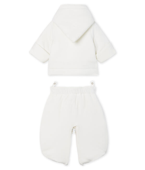 Tutina da pilota 3 in 1 bebè in ciniglia bianco MARSHMALLOW