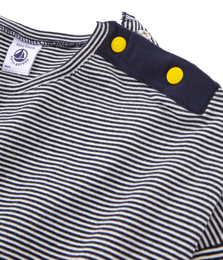 T-shirt maniche lunghe bambina blu SMOKING/bianco MARSHMALLOW