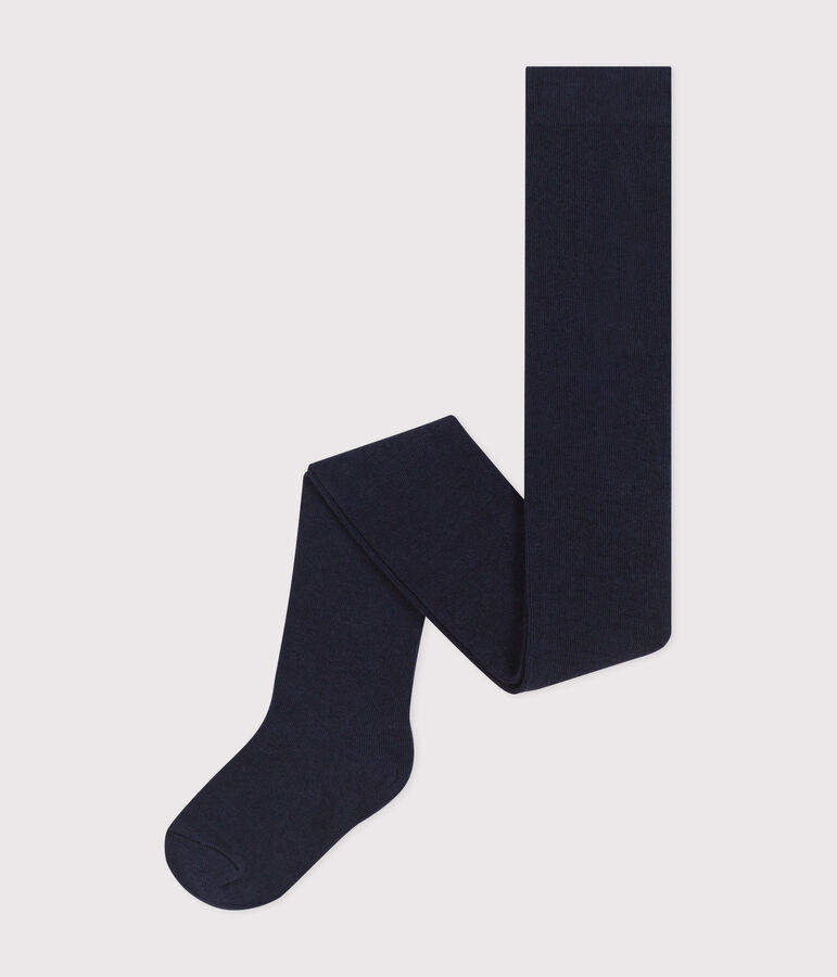 Collant in cotone tinta unita bambina blu