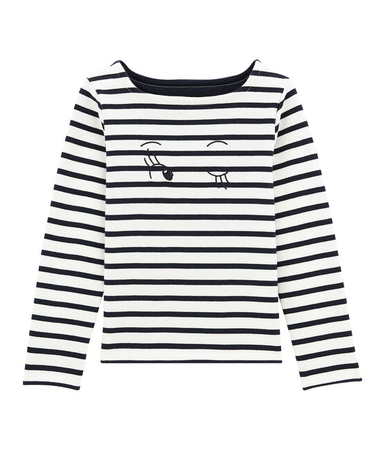 Marinière in jersey per bambina bianco MARSHMALLOW/blu SMOKING