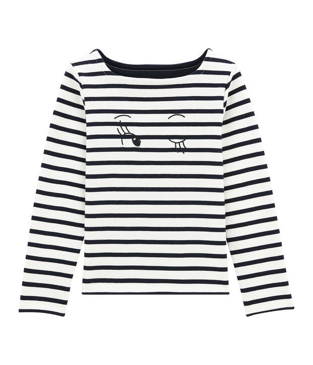 Marini&egrave;re in jersey per bambina bianco/blu