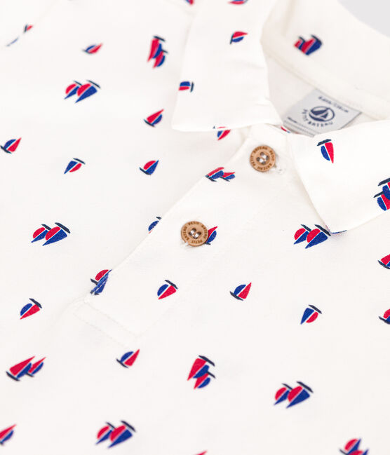 Polo a maniche corte in cotone bambino bianco MARSHMALLOW/bianco MULTICO
