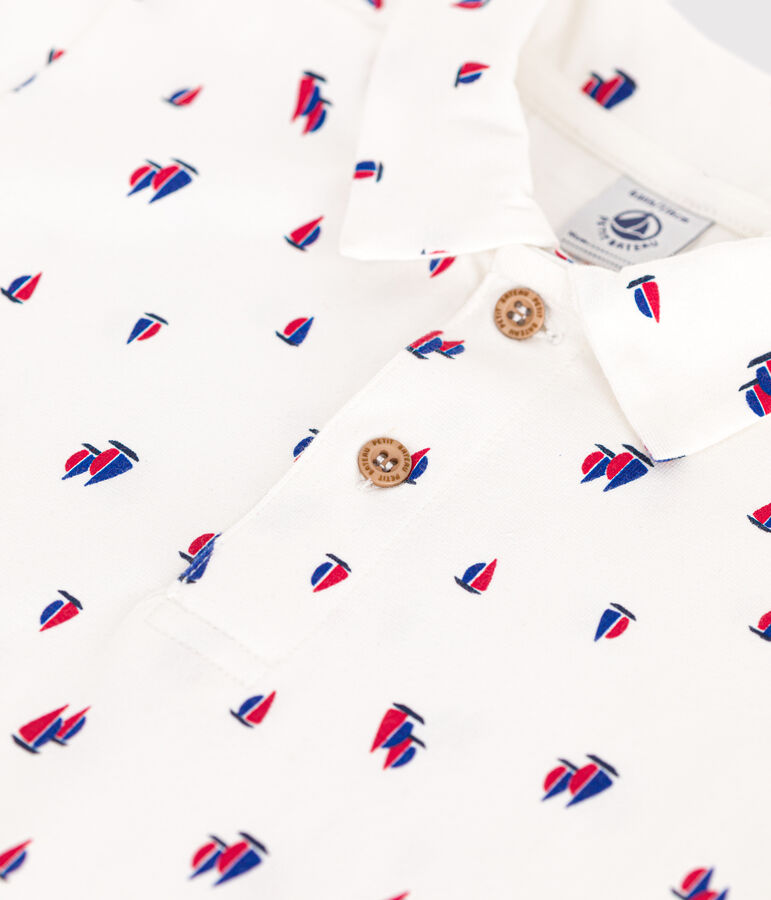 Polo a maniche corte in cotone bambino bianco/multicolore