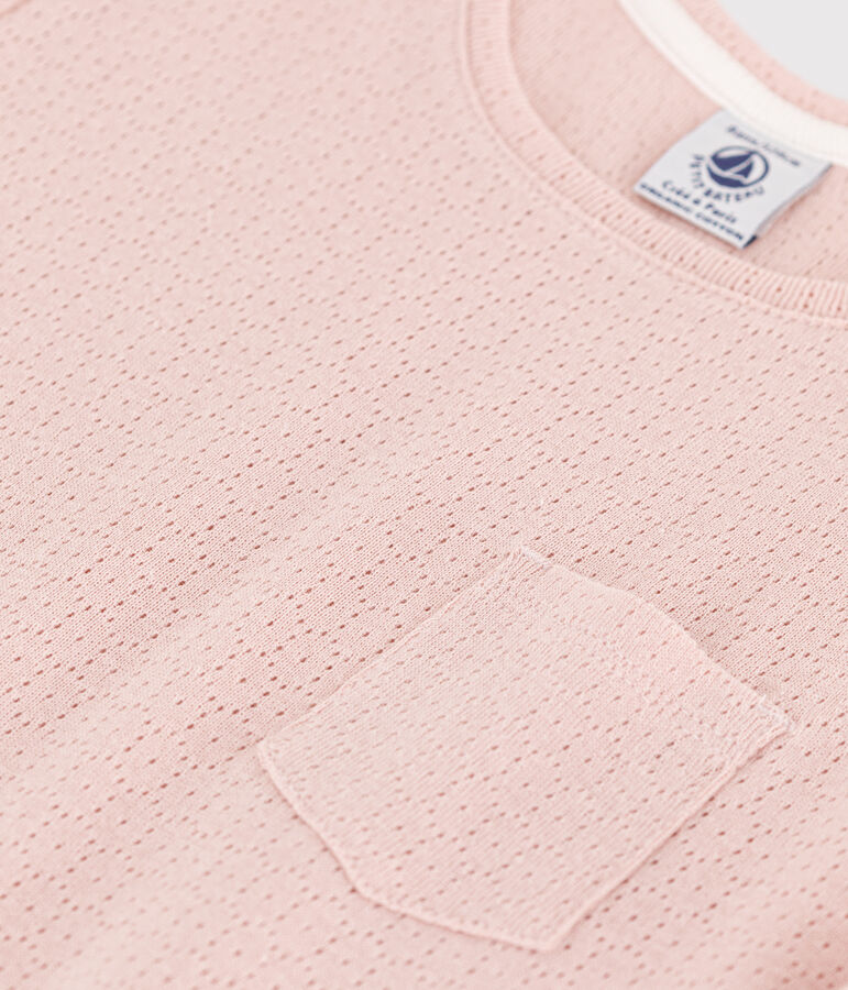 Camicia da notte bambina in cotone traforato tinta unita rosa