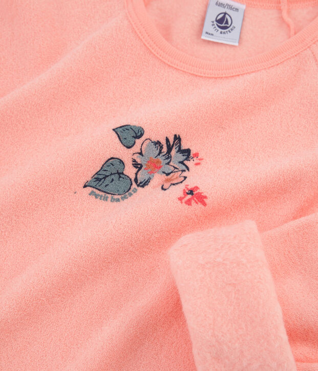 Pigiama bambina in spugna bouclette grattata rosa