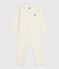 Body lungo in lana e cotone neonato ECRU 08163