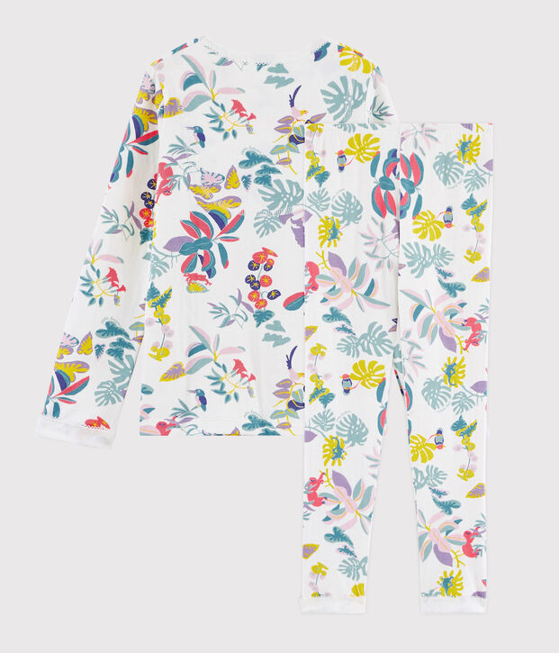 Pigiama fantasia giungla bambina in tubique bianco/multicolore