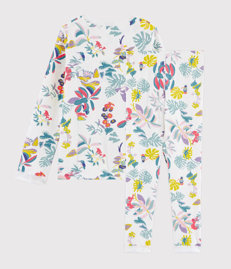 Pigiama fantasia giungla bambina in tubique bianco/multicolore