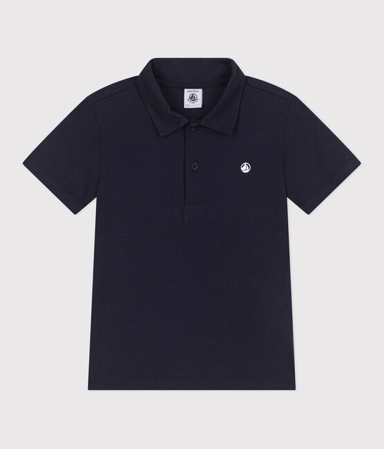 Polo a maniche corte in cotone tinta unita bambino blu SMOKING