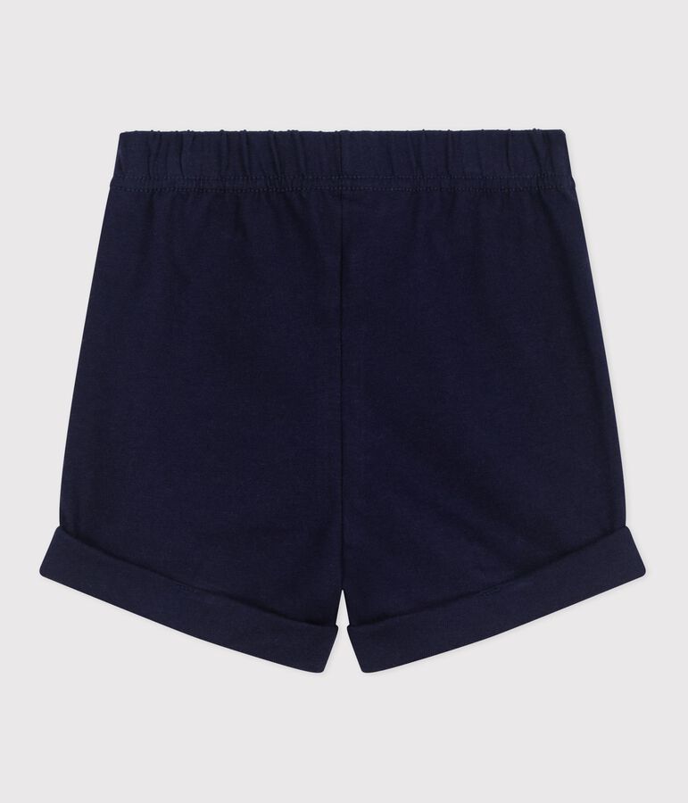 Shorts in cotone tinta unita neonato blu