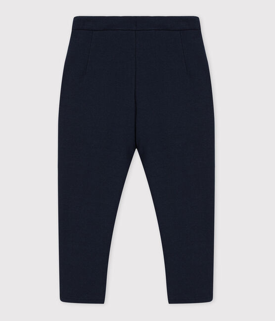 Pantaloni caldi bambina / bambino in velluto e tessuto felpato blu SMOKING