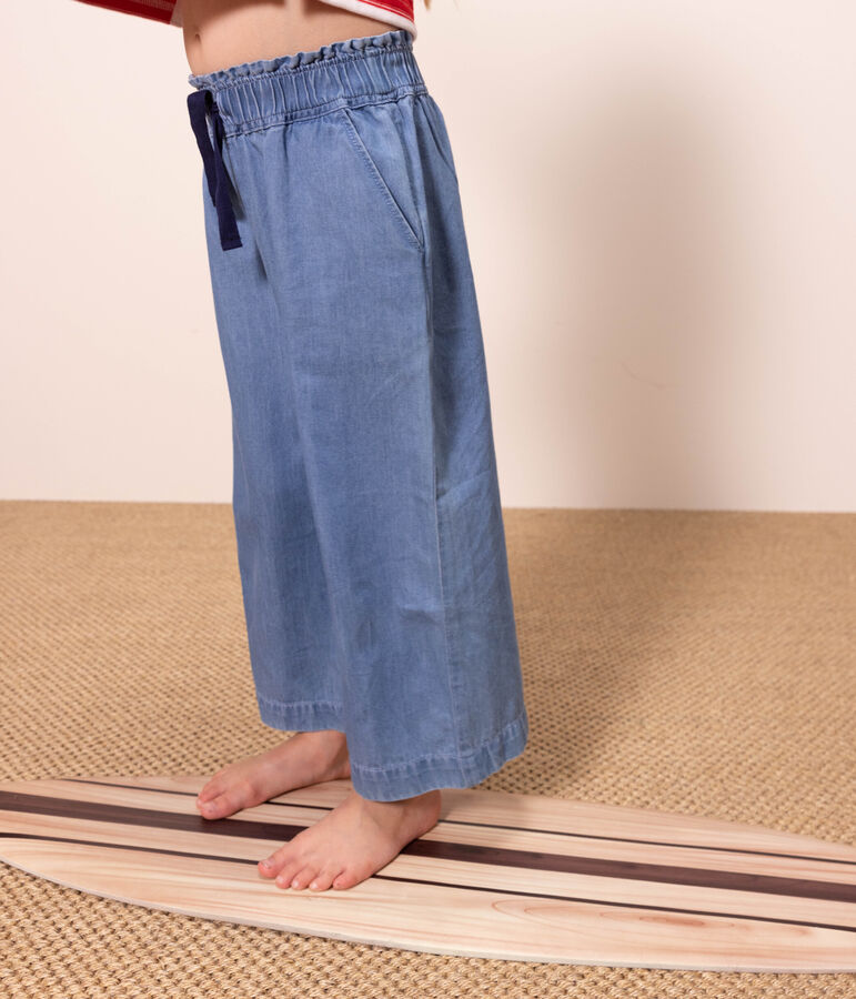 Pantaloni ampi in denim leggero bambina blu