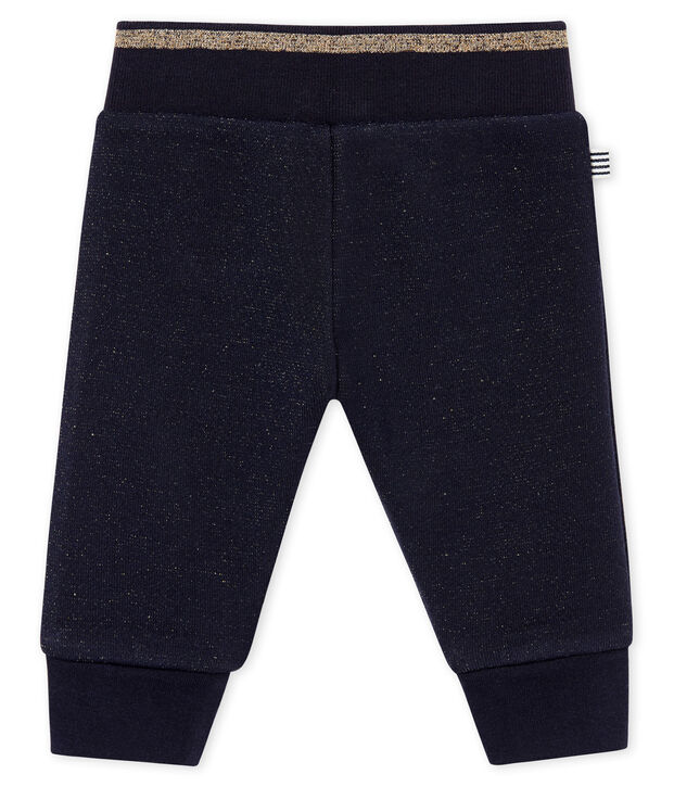 Pantalone in molleton con paillettes per beb&eacute; femmina blu/giallo