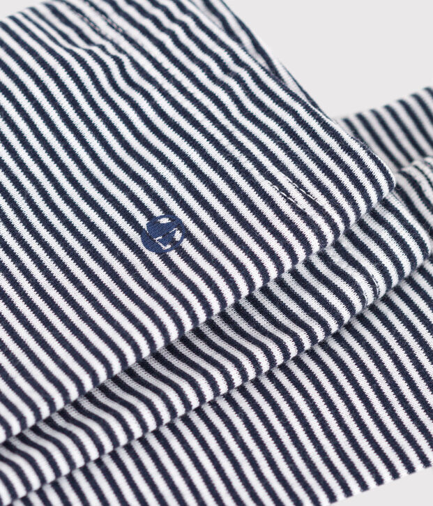 Leggins in cotone con stampa millerighe neonato blu/bianco