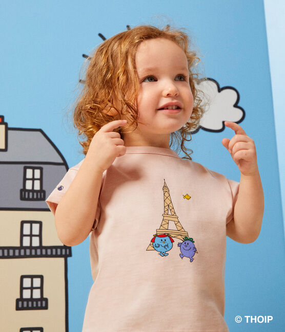 T-shirt Monsieur Madame in cotone neonato rosa SALINE