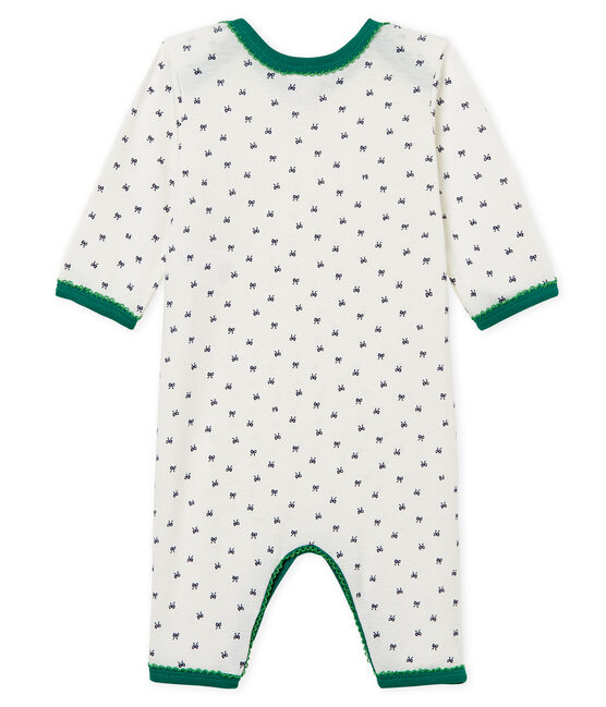 Tutina pigiama bambina a costine bianco MARSHMALLOW/blu MEDIEVAL